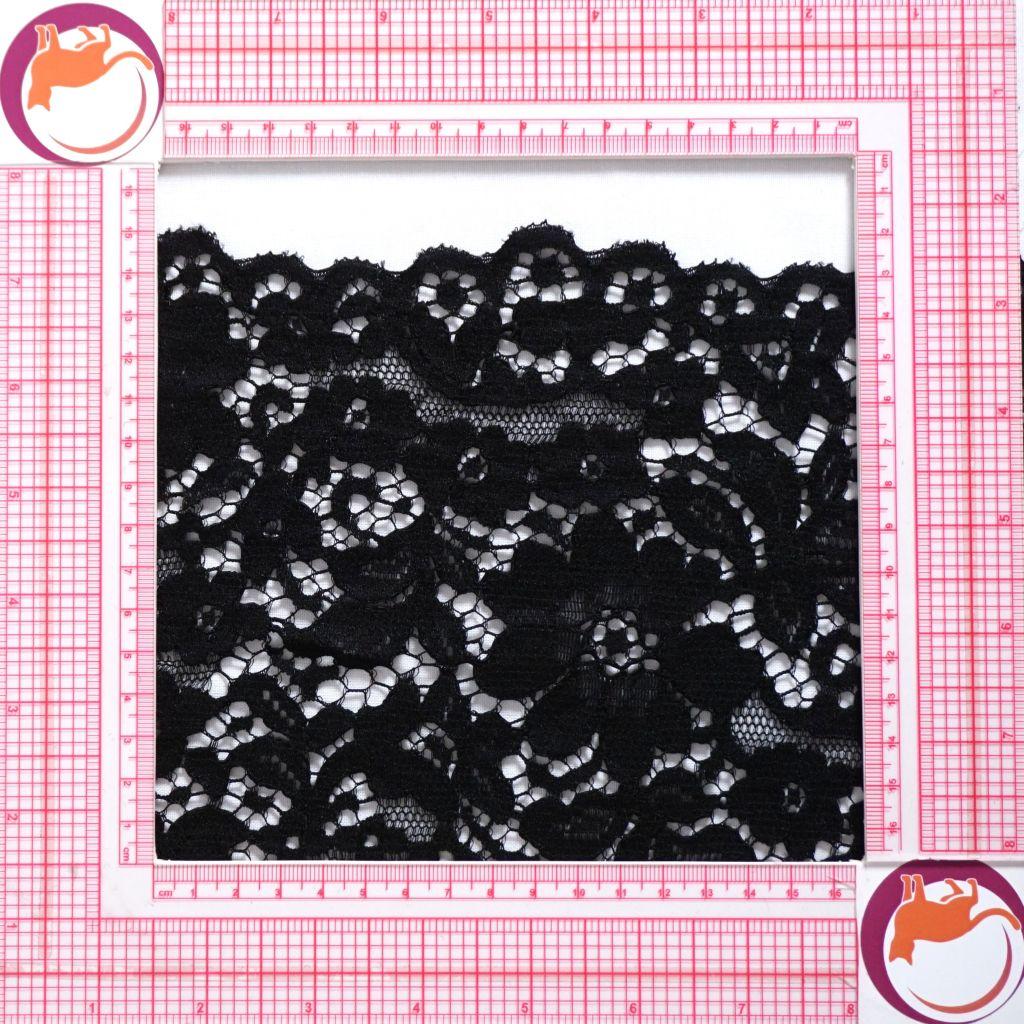 Preview: Spitze mit Baumwolle und Bogenkante schwarz